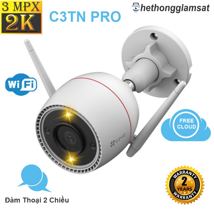 Camera Wifi Ngoài Trời EZVIZ C3TN PRO 3Mpx 2K AI - Màu Ban Đêm - Đàm Thoại 2 Chiều